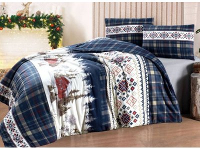 Постельное белье First Choice - Nature Navy Blue (Turkey), евро комплект